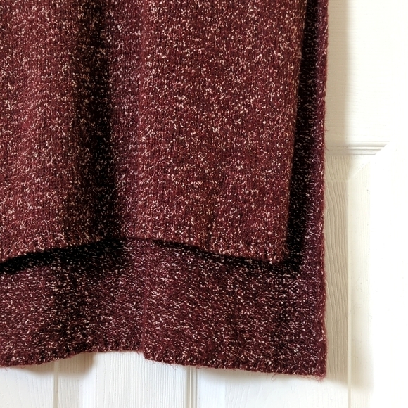 Anthropologie Marled Knit Sleeveless Side Slit Turtleneck Sweater Tunic Burgundy - Picture 9 of 13